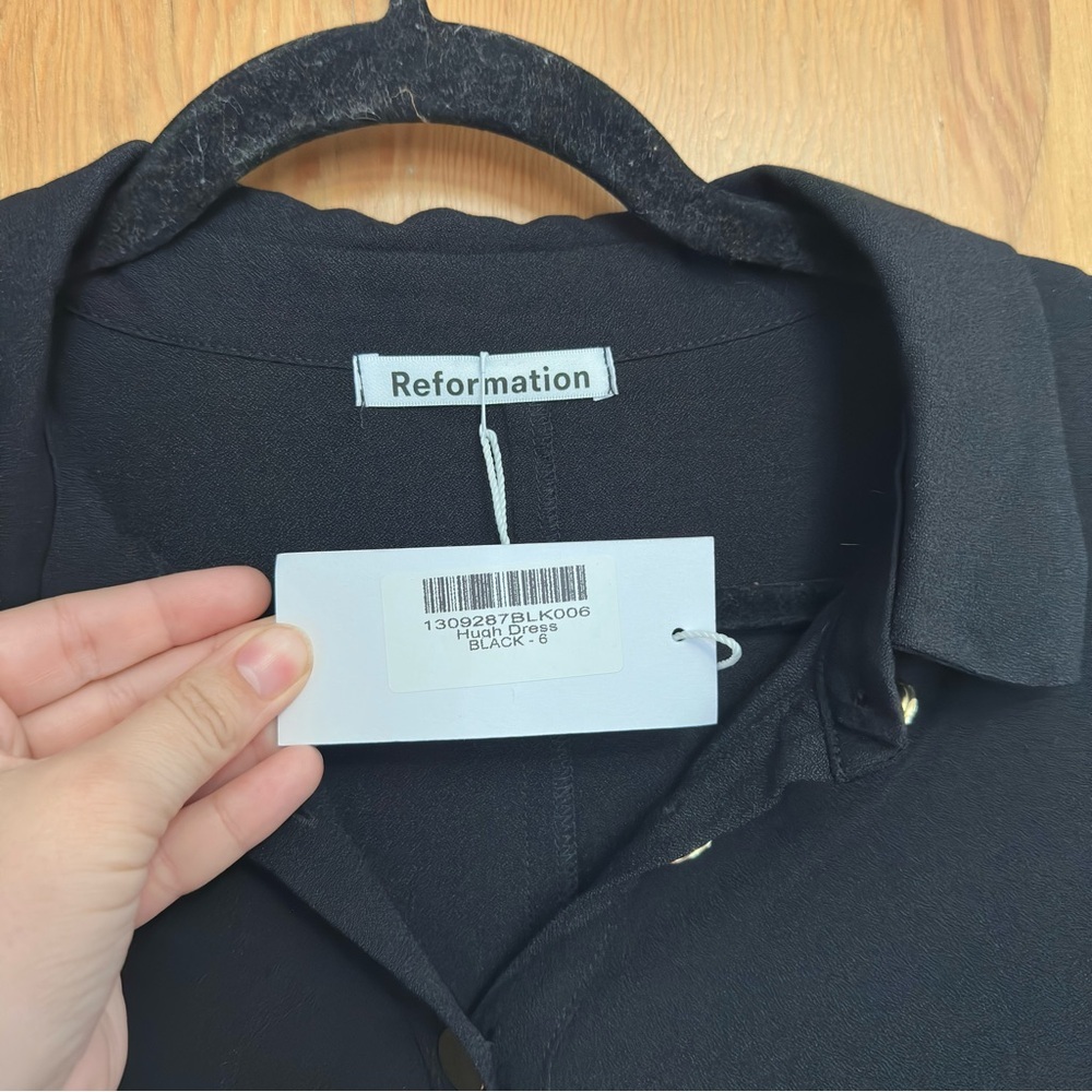 reformation hugh button up long sleeve mini shirt dress - Picture 7 of 8